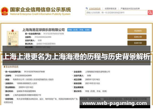 上海上港更名为上海海港的历程与历史背景解析